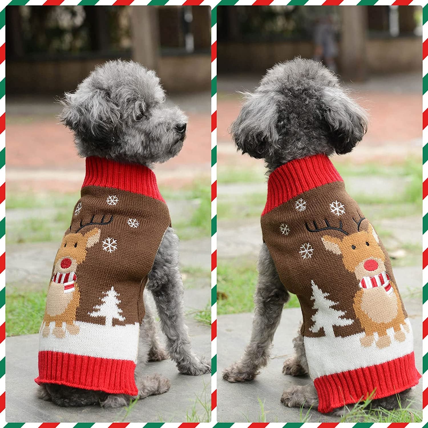 PETCARE Dog Christmas Sweater Costume Cute Ugly Funny Brown Reindeer Christmas Sweater for Dogs Cats Clothes Warm Fall Winter Holiday Pullover Outfits Vest for Small Medium Large Dogs Puppy Xmas,M Animals & Pet Supplies > Pet Supplies > Dog Supplies > Dog Apparel PETCARE   