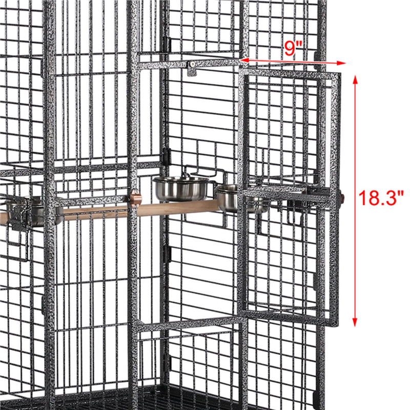 Extra Large Bird Cage with Rolling Stand, 3 Feeding Bowls and 2 Perches, Black Animals & Pet Supplies > Pet Supplies > Bird Supplies > Bird Cages & Stands Easyfashion   