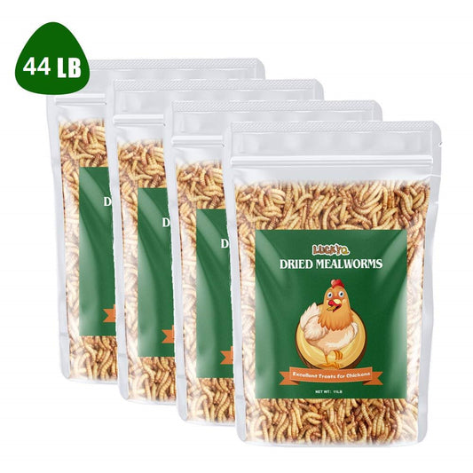 LUCKYQ Dried Mealworms 44Lb,High-Protein Bulk Mealworms for Birds, Chickens, Turtles, Fish, Hamsters, and Hedgehogs, Non-Gmo and Chemical Free, All Natural Animal Feed