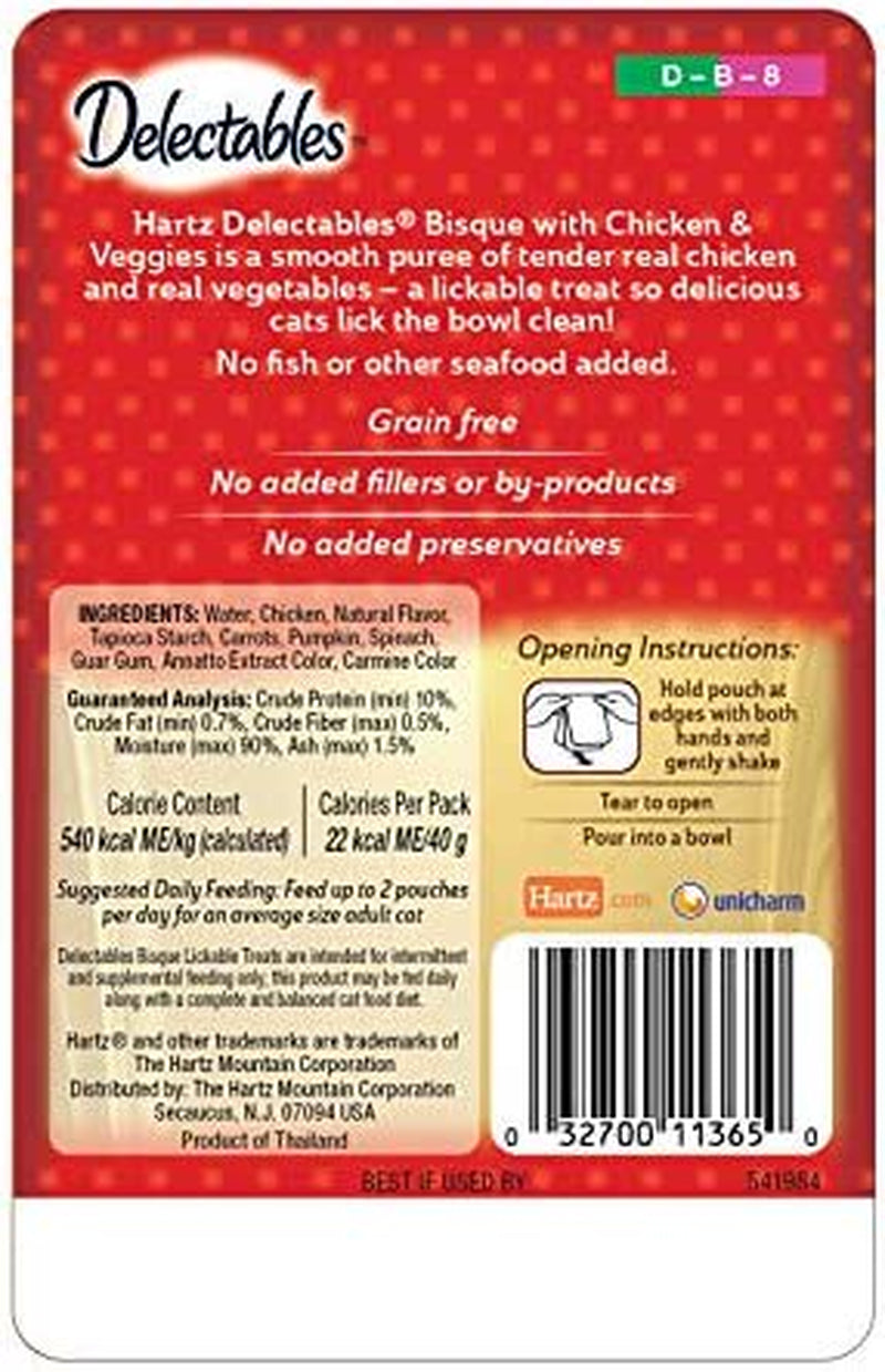 Hartz Delectables Non-Seafood Bisque Lickable Wet Cat Treats for Adult & Senior Cats, Chicken & Veggies, 12 Count Animals & Pet Supplies > Pet Supplies > Cat Supplies > Cat Treats Bolanlay LLC   