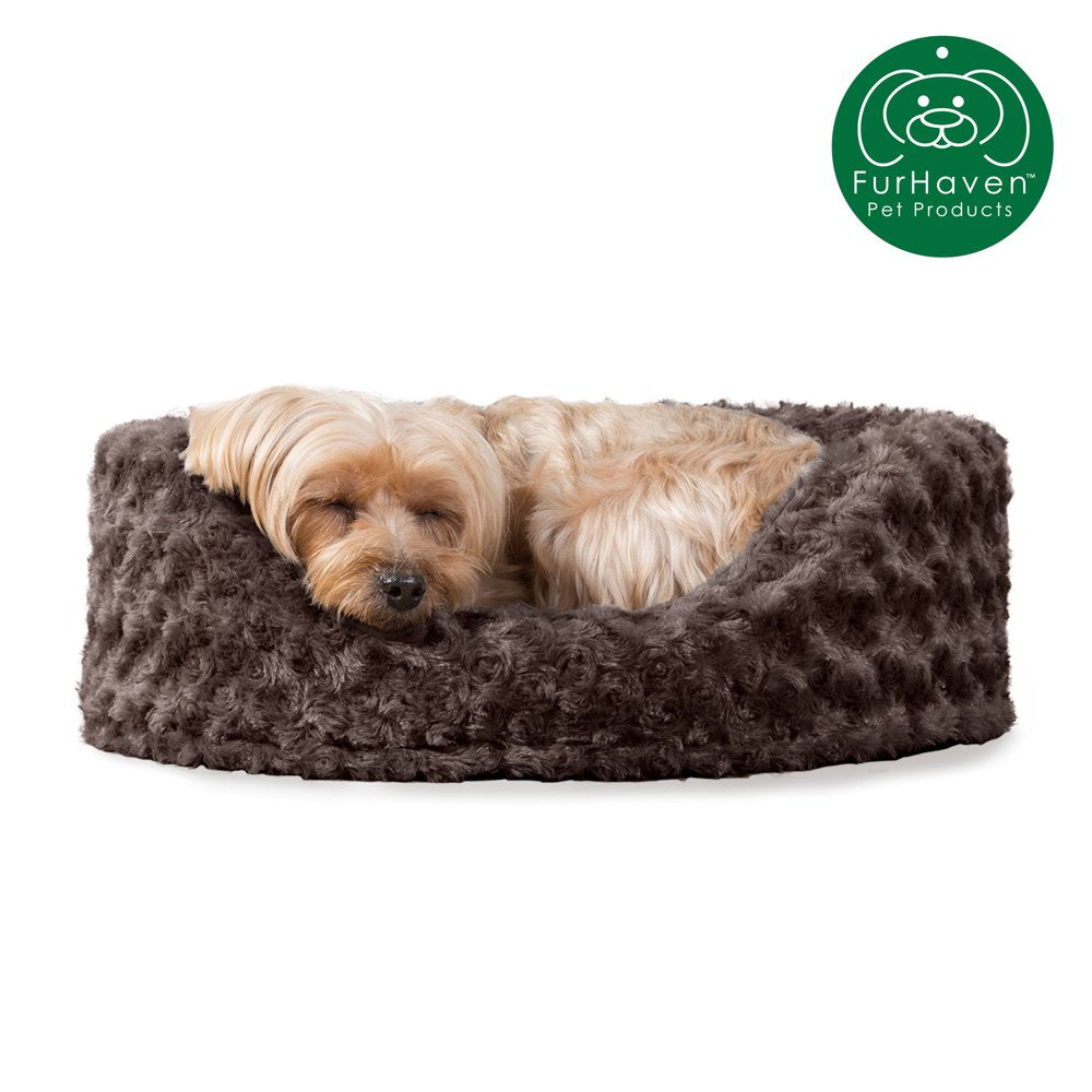 Furhaven | Oval Ultra Plush Pet Bed for Dogs & Cats, Strawberry, Medium Animals & Pet Supplies > Pet Supplies > Cat Supplies > Cat Beds FurHaven Pet S Chocolate 