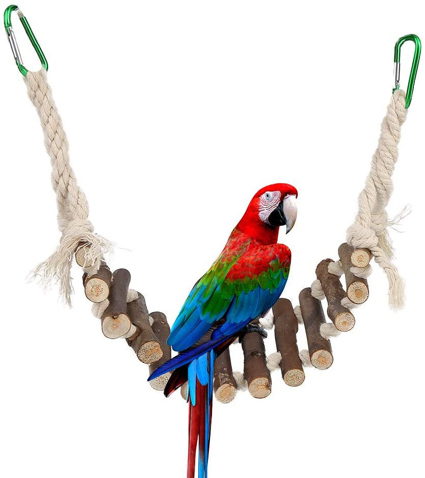 Bird Toys, Bird Cage Swing for Birds and Parrots, Ladders for Bird Cages with Rope Handmade Hanging Bridge Wooden Stand for Small Parakeets Budgie Cockatiels (55 X 10Cm) Animals & Pet Supplies > Pet Supplies > Bird Supplies > Bird Cages & Stands FRUIPAR   