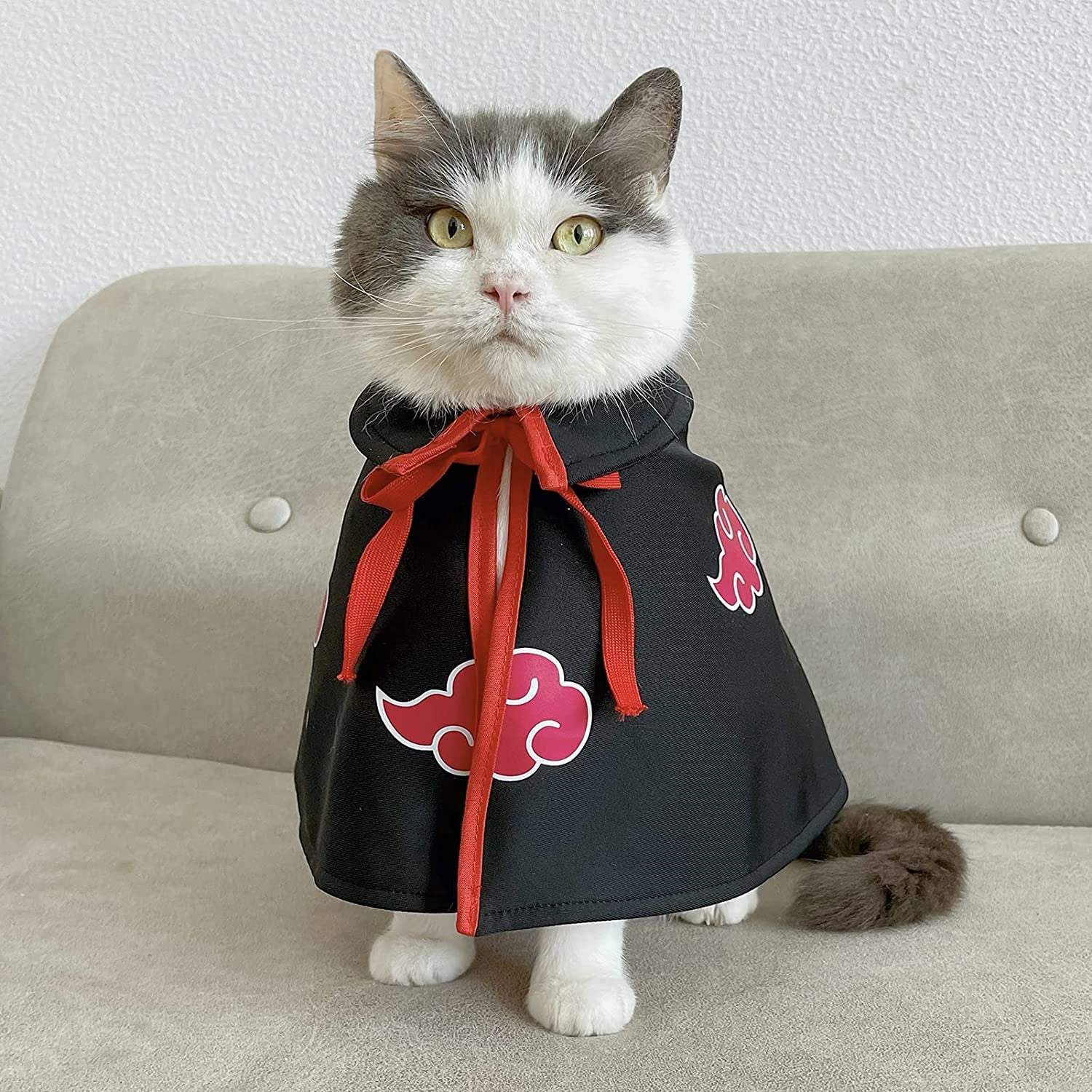 Cat Cloak Anime Ninja Costume，Halloween Pet Clothes,Pet Cloak Cosplay Party for Small Dogs Cats Clothing (Black, Small) Animals & Pet Supplies > Pet Supplies > Dog Supplies > Dog Apparel MIANHUATANG   