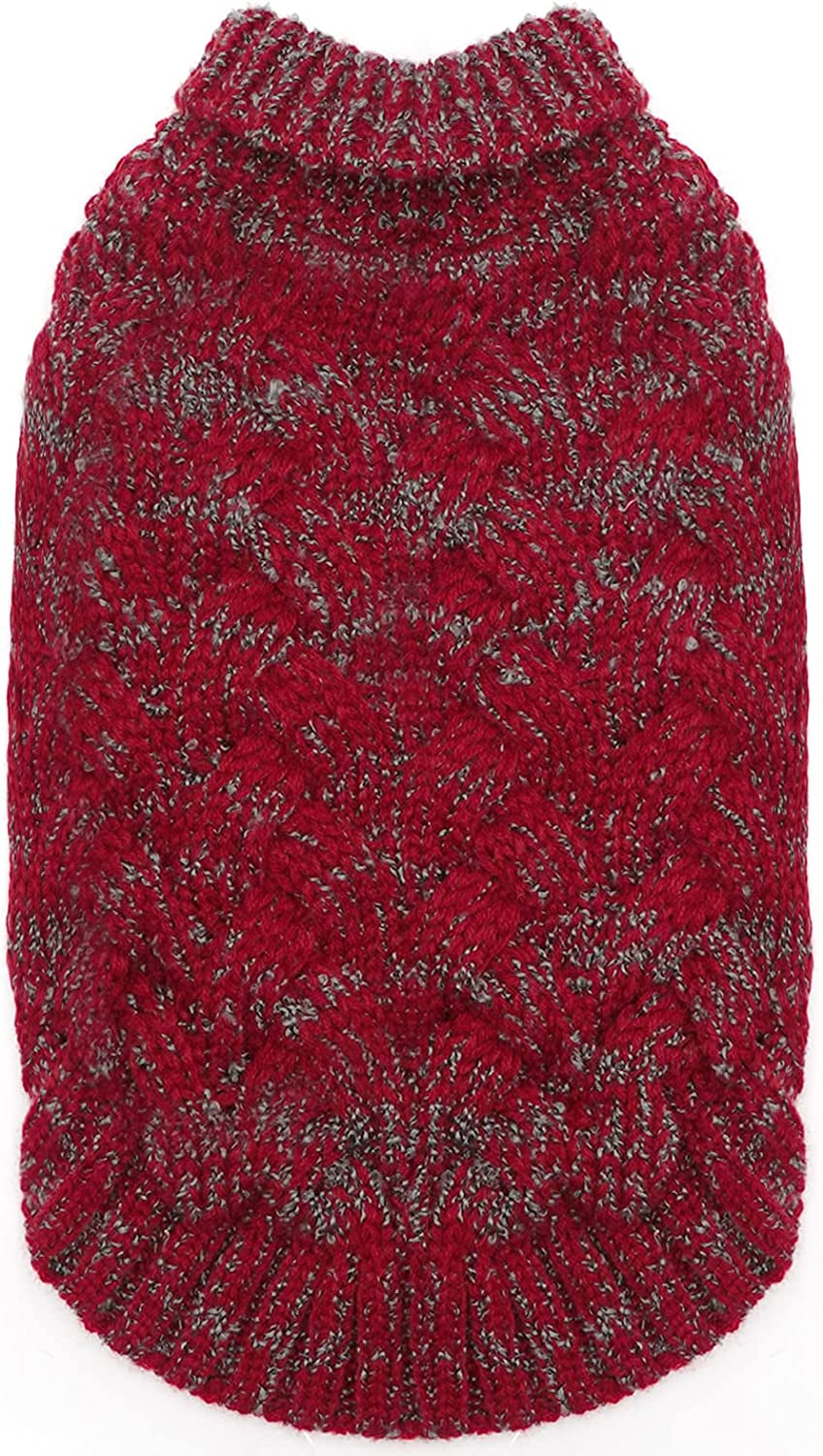 Cyeollo Dog Sweaters for Small Dogs Turtleneck Thickened Knitted Dog Sweaters Warm Knitwear for Cold Weather Dog Clothes Turquoise Animals & Pet Supplies > Pet Supplies > Dog Supplies > Dog Apparel cyeollo Burgundy Large 