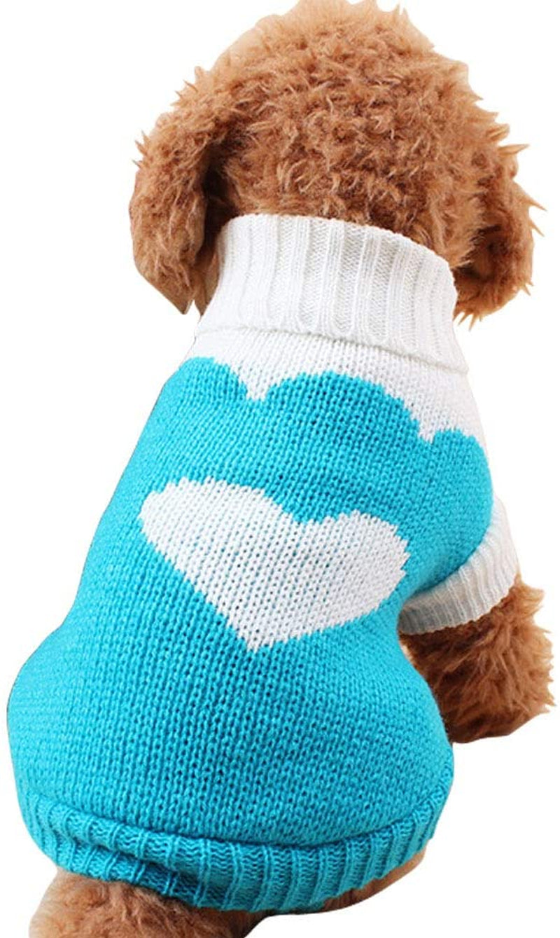 CHBORCHICEN Pet Dog Sweaters Classic Knitwear Turtleneck Winter Warm Puppy Clothing Cute Strawberry and Heart Doggie Sweater (Pink, Small) Animals & Pet Supplies > Pet Supplies > Dog Supplies > Dog Apparel CHBORCHICEN Sky Blue Medium 