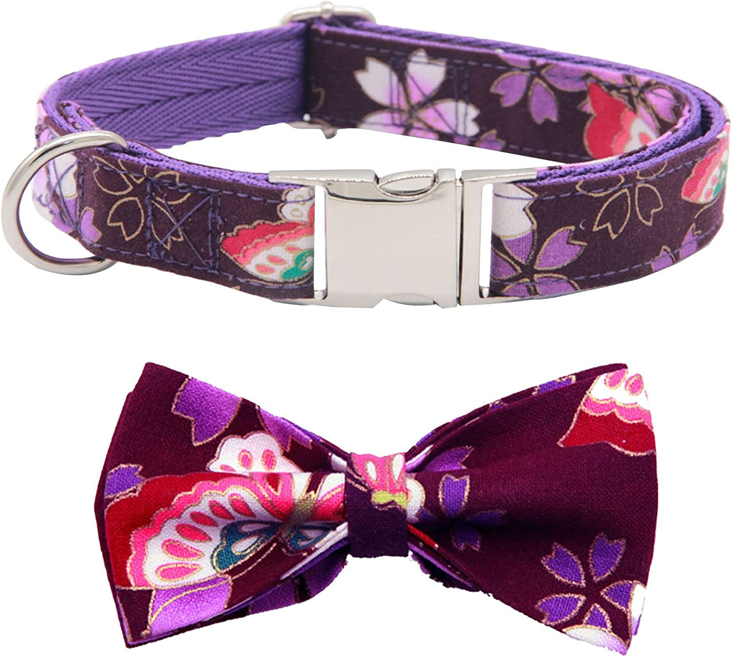 Cat Necktie Collar Patterndog Checked Dog Dog with Bowtie Collar Large Dog Durable Comfortable Medium for Small Pet Collars Animals & Pet Supplies > Pet Supplies > Dog Supplies > Dog Apparel HonpraD Purple Medium 