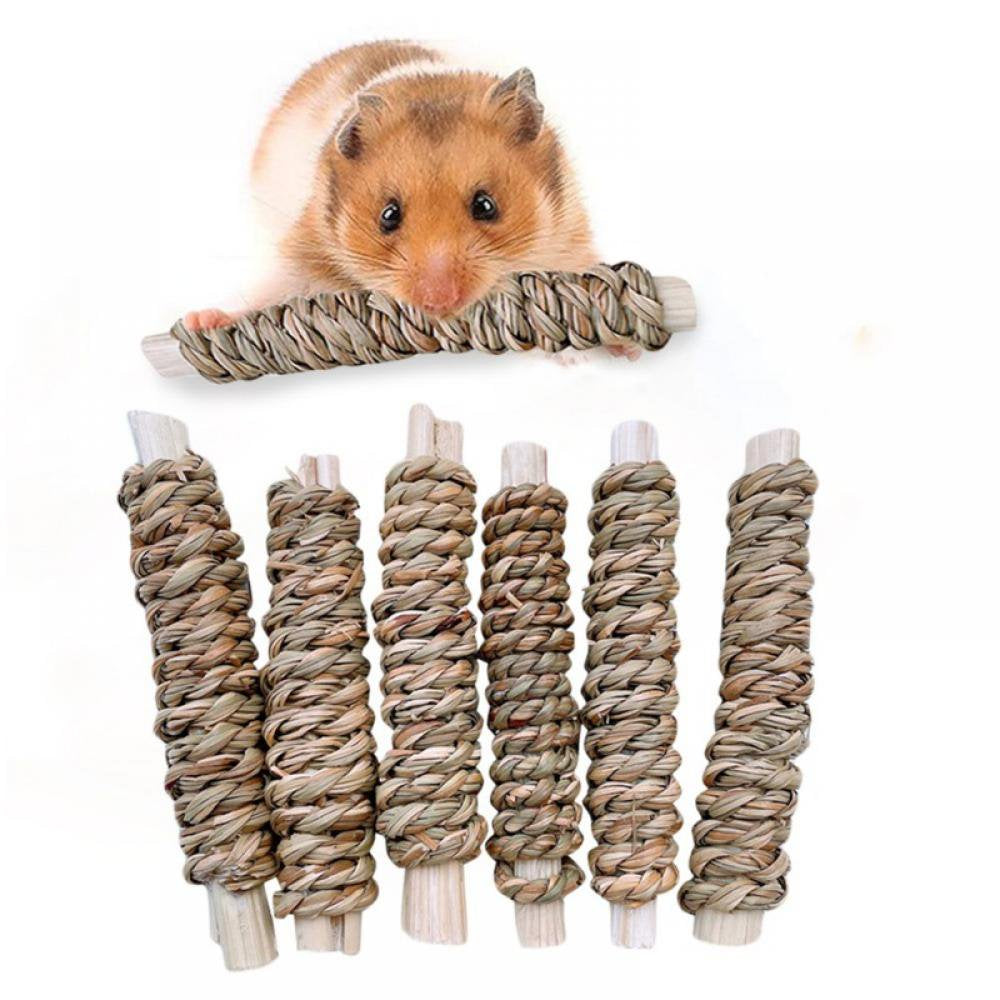 Stibadium 6 Pack Natural Timothy Hay Sticks, Timothy Grass Molar Stick Chew Toys for Rabbits, Chinchillas, Guinea Pigs, Hamsters and Other Small Animals Treats. Animals & Pet Supplies > Pet Supplies > Small Animal Supplies > Small Animal Treats Stibadium   