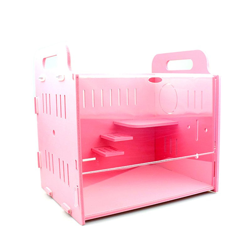 Hamster Cage Breathable Portable Hamster Habitat Pet Cage for Small Animals Animals & Pet Supplies > Pet Supplies > Small Animal Supplies > Small Animal Habitats & Cages Bangcool S Pink 