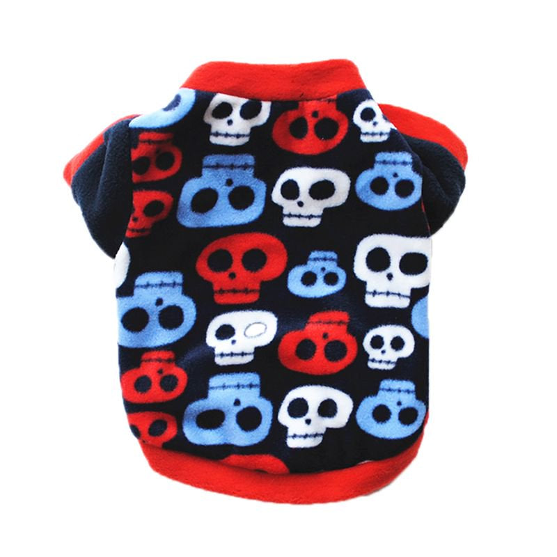 Pet Dog Fleece Coat, Soft Warm Dog Clothes, Skull Camouflage/Polka Dot/Leopard/Paw Printed/Striped Pullover Fleece Warm Jacket Costume for Doggy Cat Puppy Apparel,M Animals & Pet Supplies > Pet Supplies > Dog Supplies > Dog Apparel LINKABC S Skull Printed 