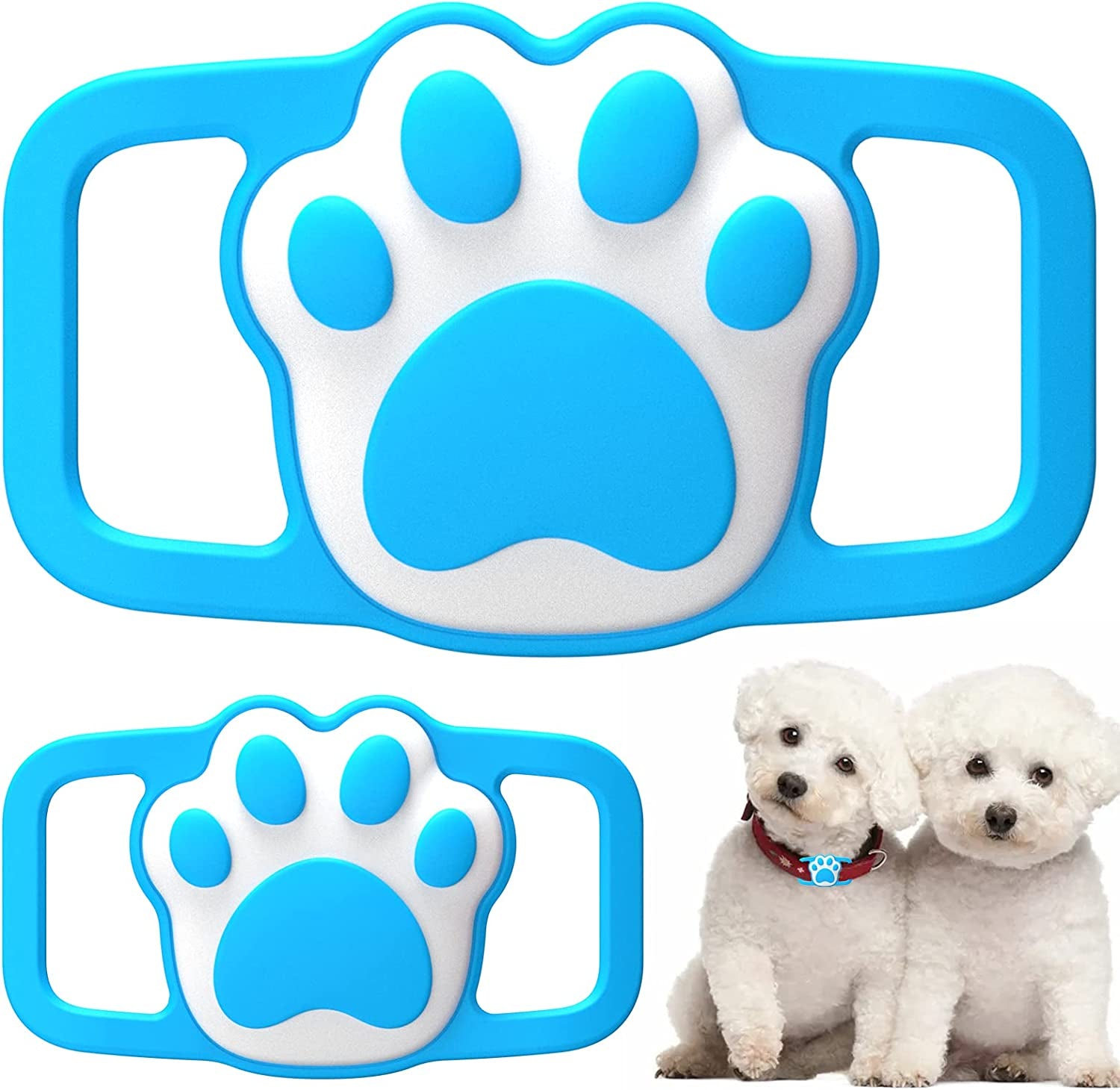 Lopnord Airtag Dog Collar Holder Compatible with Apple Air Tag GPS, 2 Pack Airtags Dog Tag Collar Waterproof Silicone Case, Airtag Protective Cover for Pet Dog Cat Collar Backpack