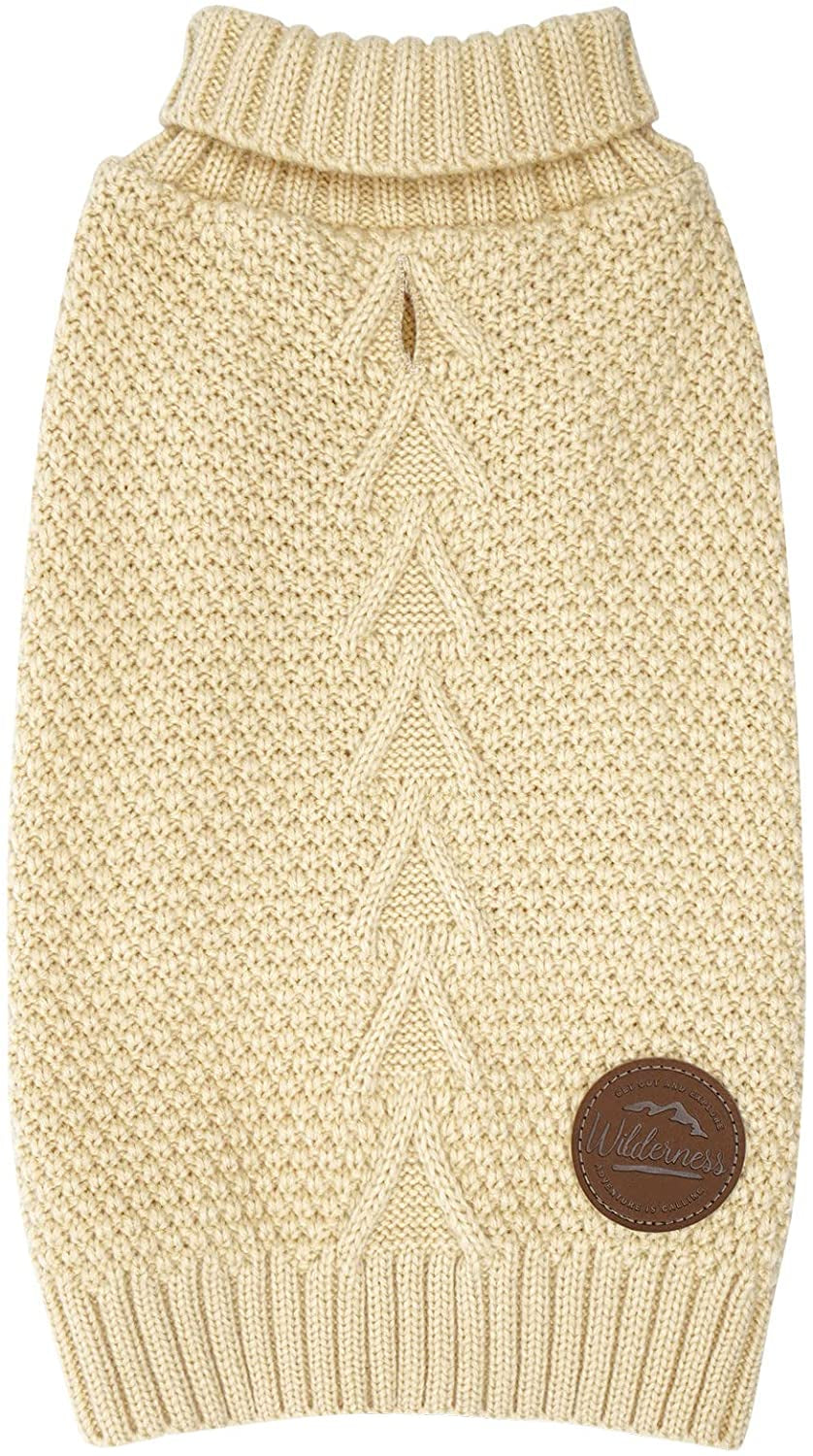 Cyeollo Dog Sweaters for Small Dogs Turtleneck Knitted Sweaters with Leash Hole Fall Small Dog Clothes Winter Pets Apparel Animals & Pet Supplies > Pet Supplies > Dog Supplies > Dog Apparel cyeollo Beige Large 