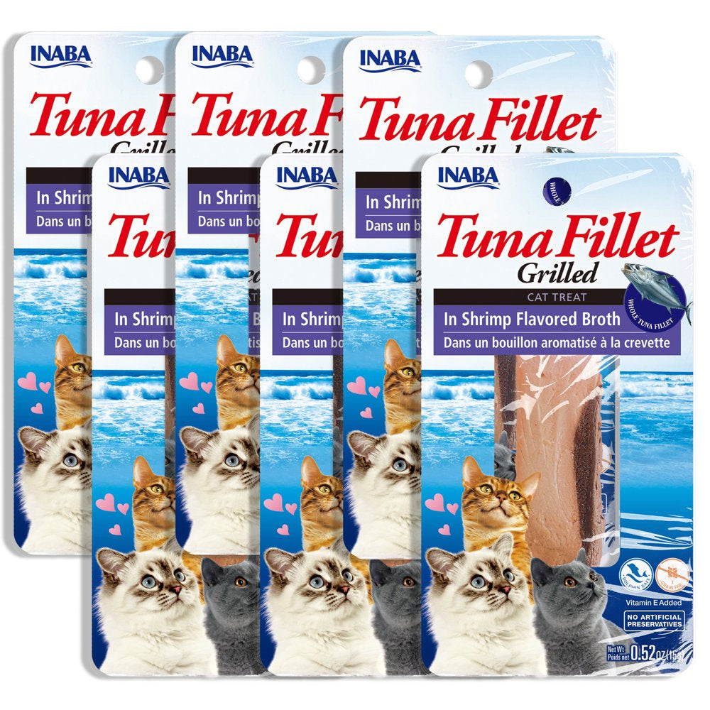 INABA Premium Hand-Cut Grilled Tuna Fillet Cat Treats W Vitamin E, 0.52 Oz, 6-Pack, Shrimp Broth Animals & Pet Supplies > Pet Supplies > Cat Supplies > Cat Treats Inaba Foods (USA) Inc.   