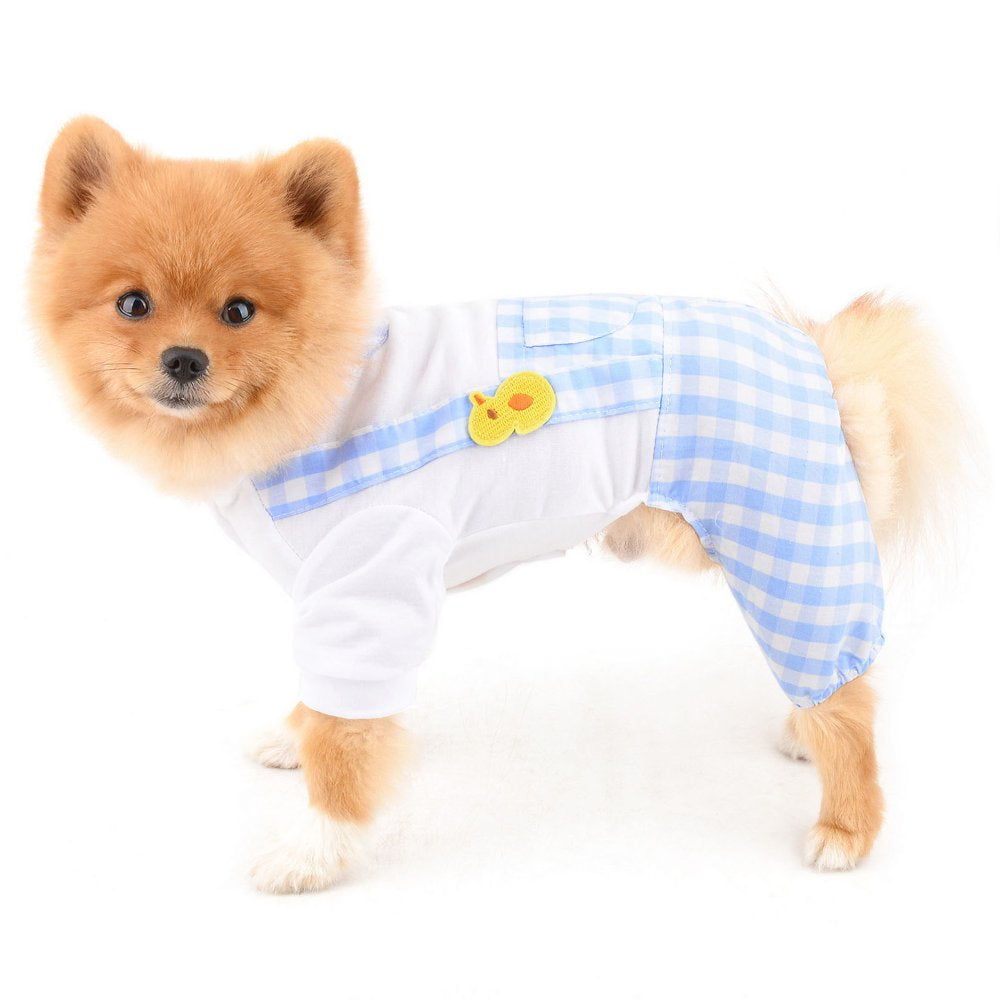 SELMAI Pet Overalls Outfits Puppy Clothes for Small Medium Dogs Boy Girls Summer Shirts with Plaid Pants Jumpsuits One Piece 4 Legs Apparel for Cats Yorkie Chihuahua Animals & Pet Supplies > Pet Supplies > Cat Supplies > Cat Apparel SELMAI   