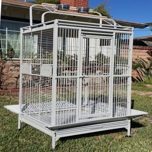 Large Elegant and Durable Wrought Iron Bird Parrot Rolling Cage Double Ladders Open Play Top Perch Stand with Seed Guard Animals & Pet Supplies > Pet Supplies > Bird Supplies > Bird Cages & Stands Mcage   