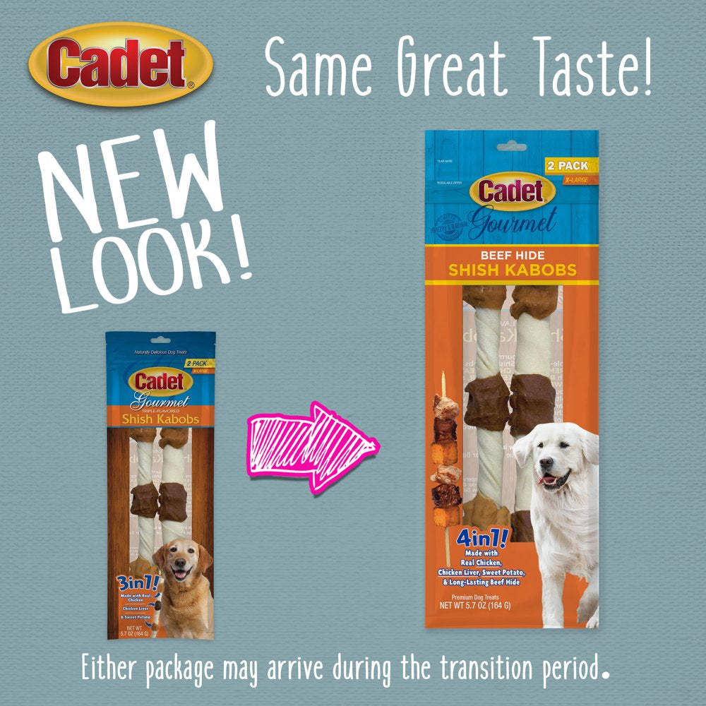 Cadet Gourmet Beef Hide Shish Kabob Dog Treats Beef Hide X-Large 10" (2 Count) Animals & Pet Supplies > Pet Supplies > Small Animal Supplies > Small Animal Food Central Garden and Pet   