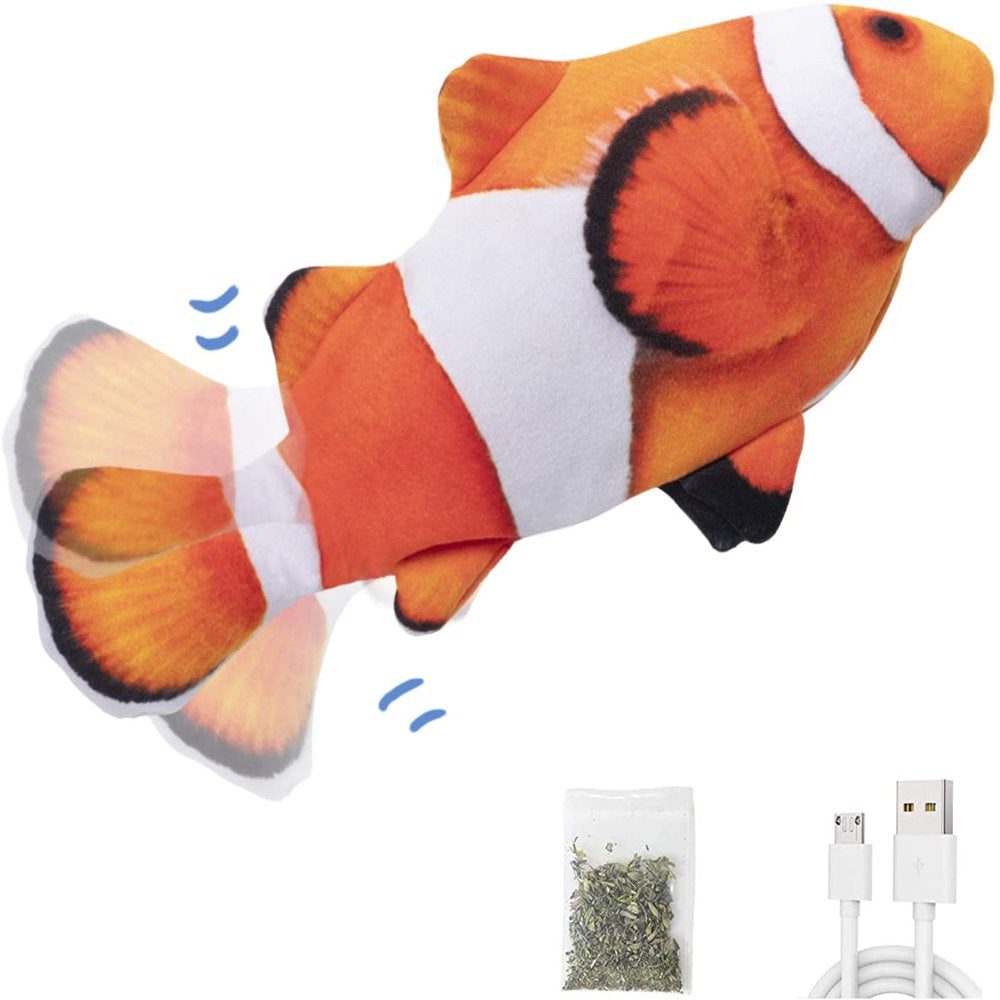 Flopping Fish Toy for Dogs Cats 10.5", TINGOR Interactive Moving Fish Cat Dog Kicker Toy, Realistic Wiggle Fish Catnip Toys, Motion Kitten Toy, Fun Plush Toy for Cat Indoor Exercise, Dark Grey Animals & Pet Supplies > Pet Supplies > Cat Supplies > Cat Toys TINGOR White & Orange  