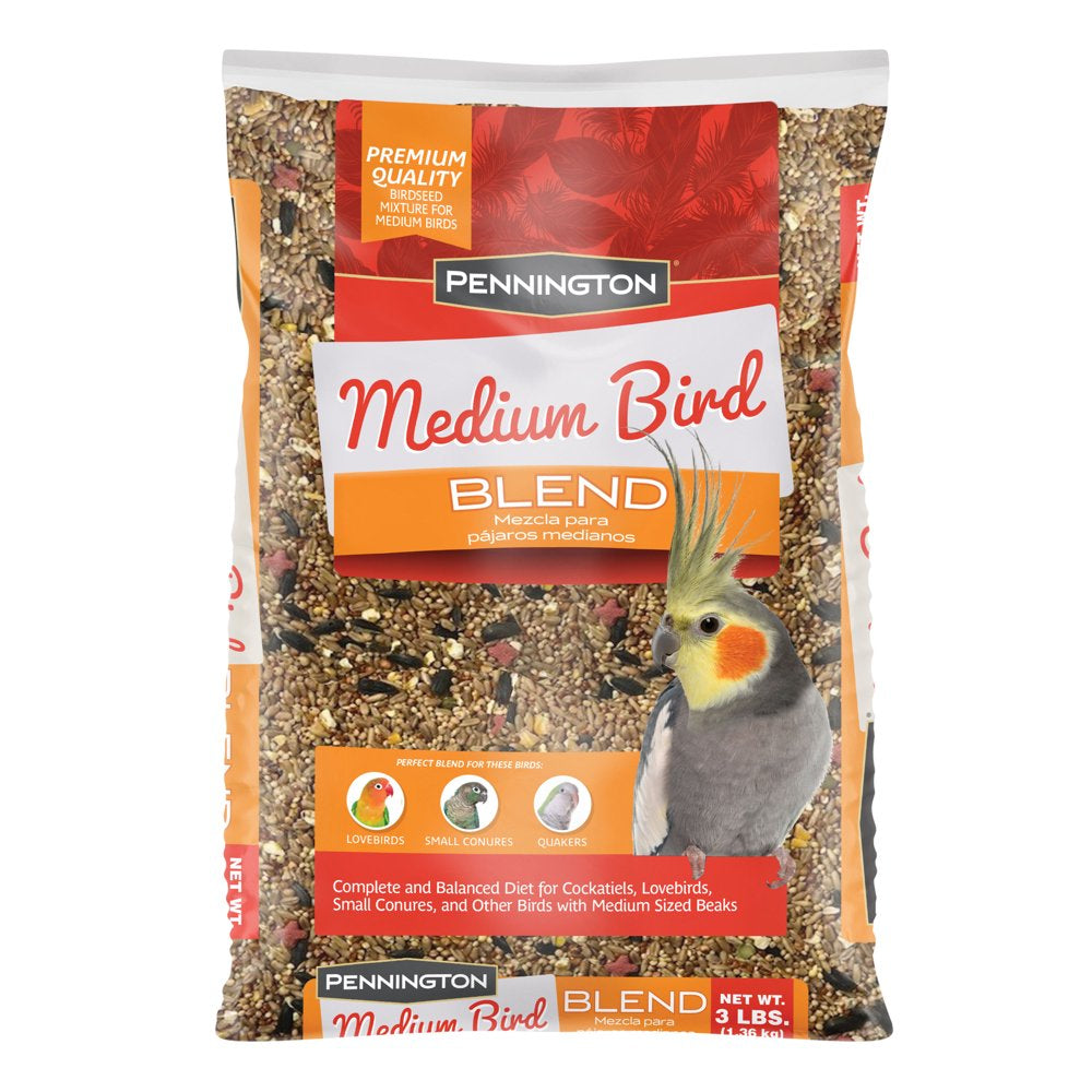 Pennington Medium Bird Blend Bird Food for Cockatiels, Love Birds; 3 Lb Bag Animals & Pet Supplies > Pet Supplies > Bird Supplies > Bird Food D & D Commodities   