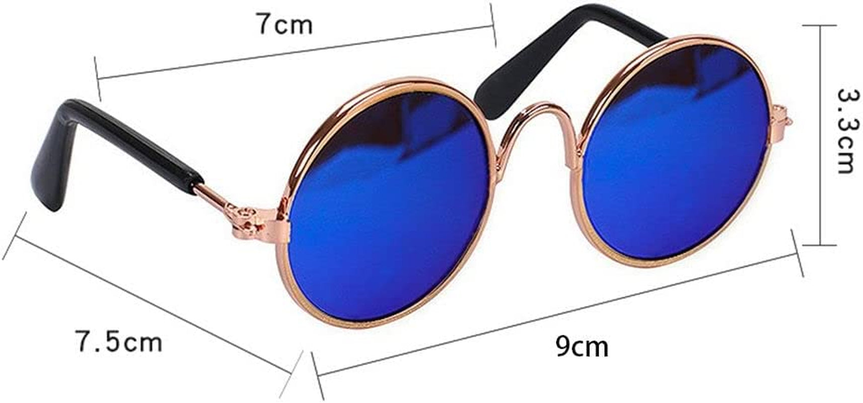 Cat Sunglasses round Metal Dog Classic Sunglasses Pet Cute and Funny Sunglasses Dog Cat Cosplay Party Costume Photo Props(Blue) Animals & Pet Supplies > Pet Supplies > Dog Supplies > Dog Apparel generic   