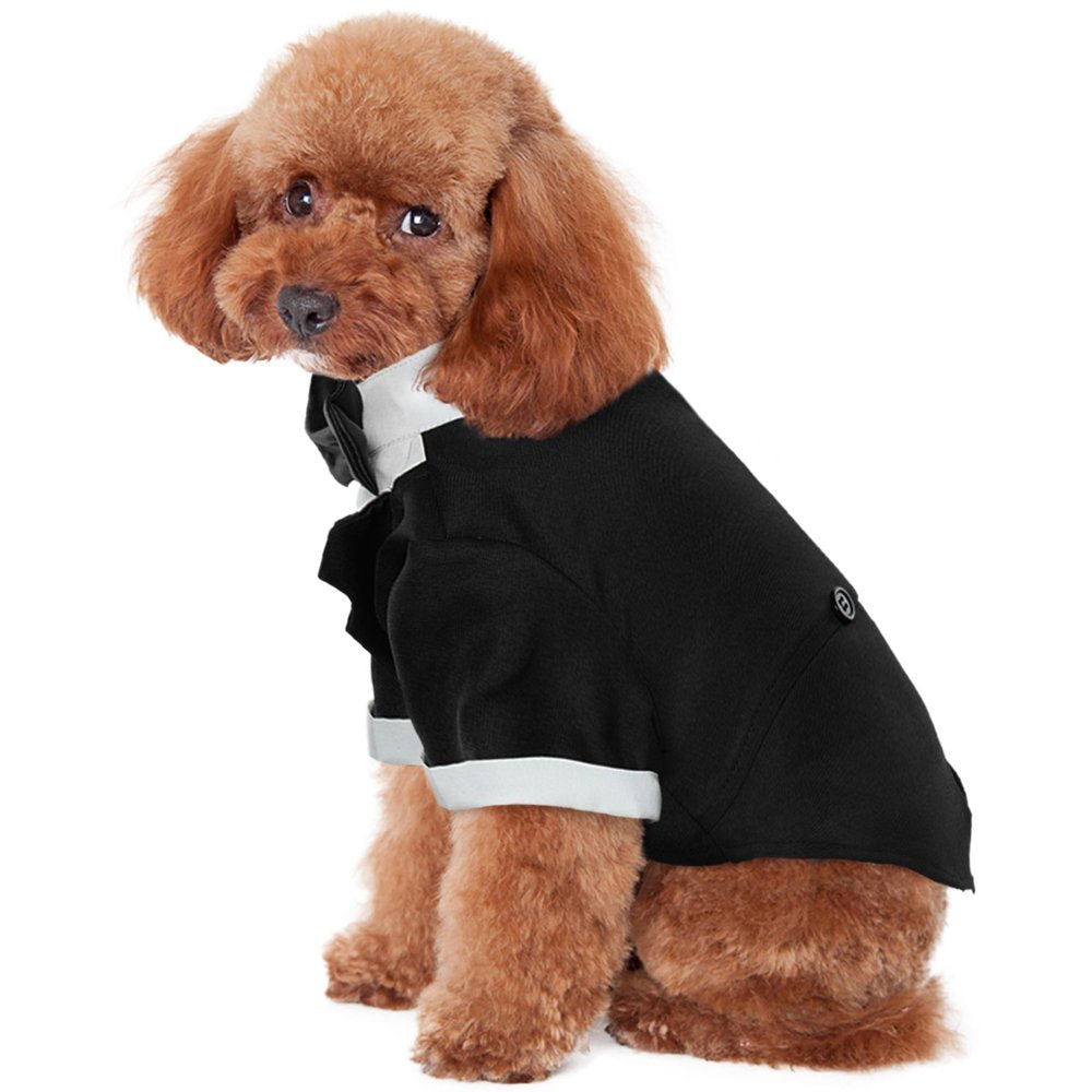Kuoser Dog Tuxedo Dog Formal Suit with Bow Tie Pet Wedding Shirt,Black,S Animals & Pet Supplies > Pet Supplies > Dog Supplies > Dog Apparel Kuoser   