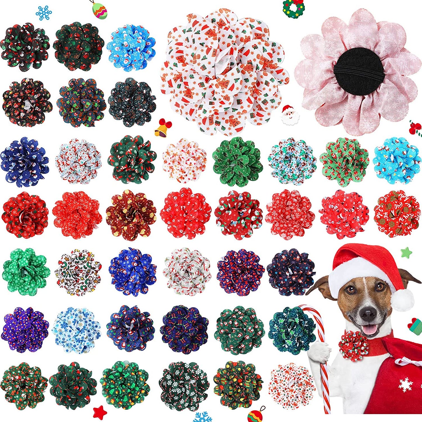 80 Pieces Dog Flowers Dog Collar Flowers Dog Charms Grooming Accessories Collar Set Multi Color Dog Bow Tie Flower for Puppy Dog Cat Collar Attachment Embellishment Animals & Pet Supplies > Pet Supplies > Dog Supplies > Dog Apparel Sanwuta Santa  