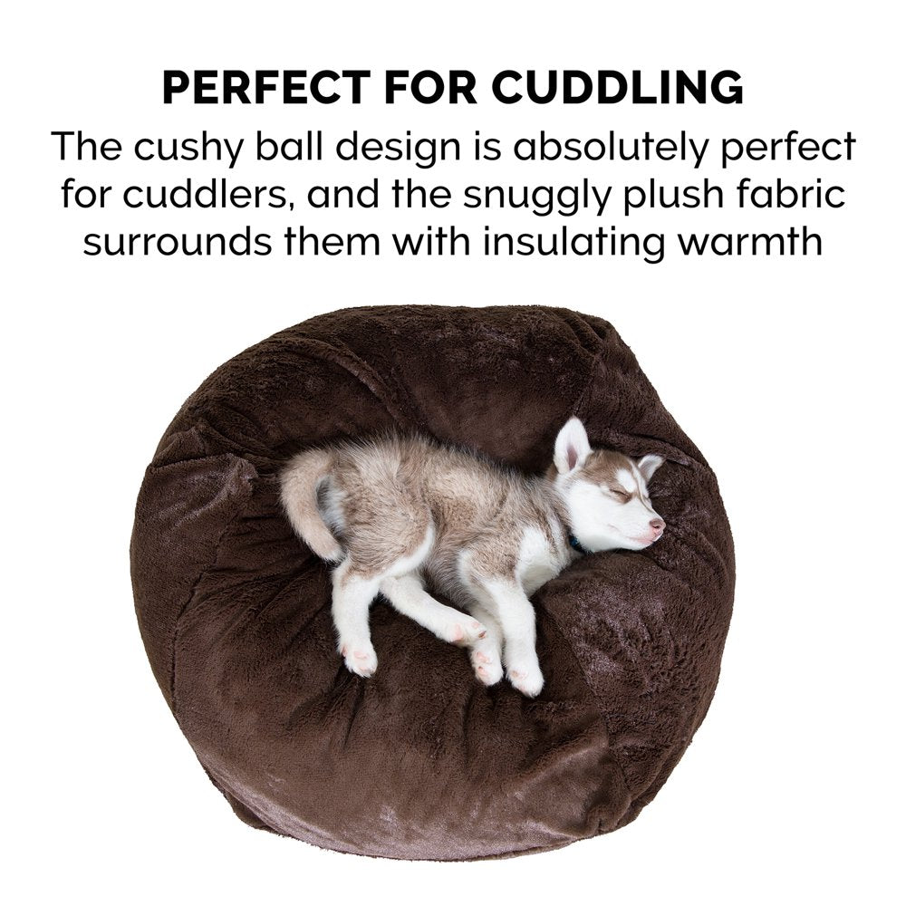 Furhaven Pet Products round Plush Ball Pet Bed for Dogs & Cats, Espresso, Extra Large Animals & Pet Supplies > Pet Supplies > Cat Supplies > Cat Beds FurHaven Pet   