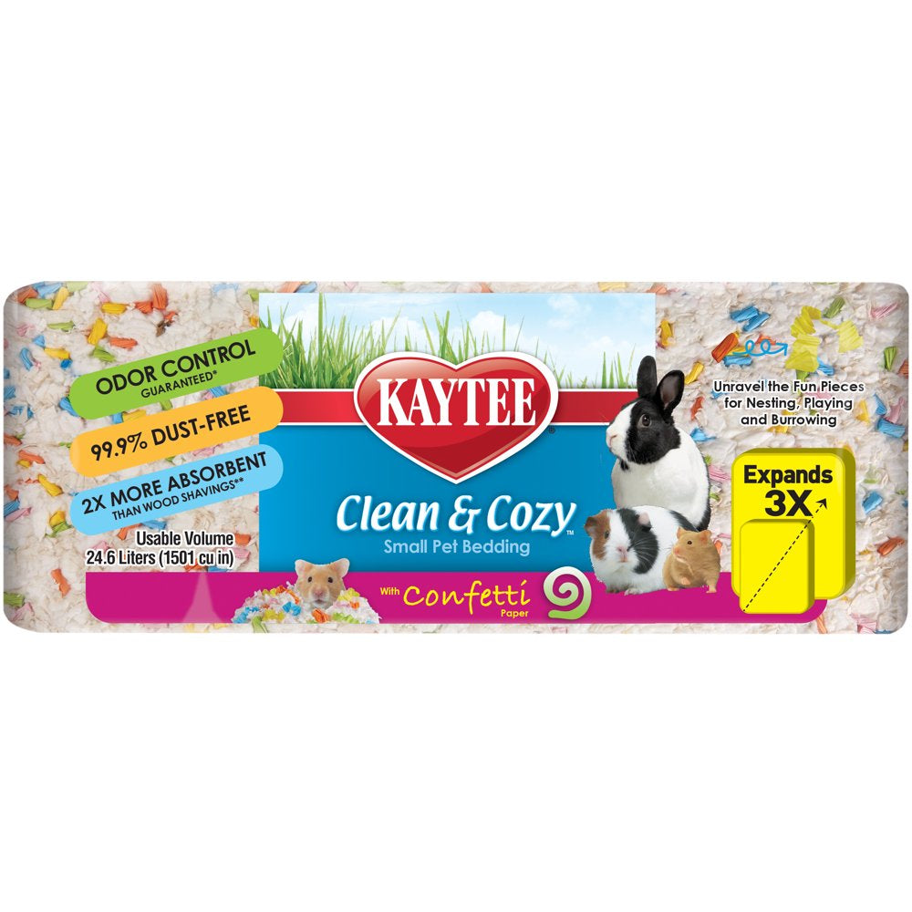 Kaytee Clean & Cozy Confetti Bedding White Paper Bedding with Colored Confetti Paper 24.6 Liters Animals & Pet Supplies > Pet Supplies > Small Animal Supplies > Small Animal Bedding Central Garden and Pet   