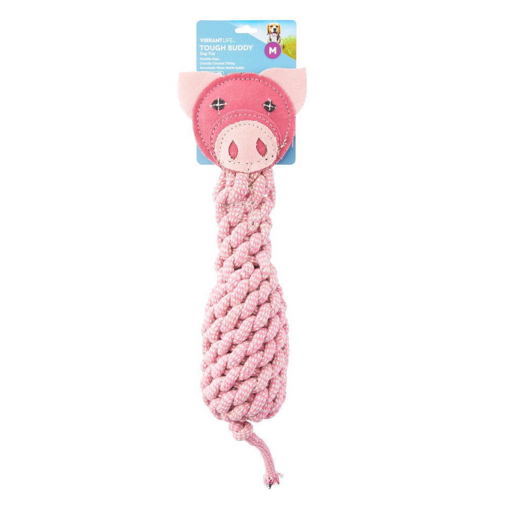 Vibrant Life Tough Buddy Rope Pig Dog Toy with Replaceable Bottle, Chew Level 3 Animals & Pet Supplies > Pet Supplies > Dog Supplies > Dog Toys Wal-Mart Stores, Inc.   