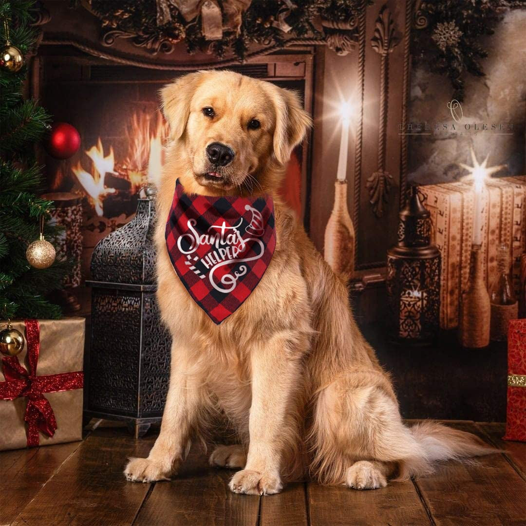 JPB Christmas Dog Bandana Pack of 4 Classic Buffalo Plaid Pets Scarf Triangle Bibs Kerchief Set Animals & Pet Supplies > Pet Supplies > Dog Supplies > Dog Apparel JPB   