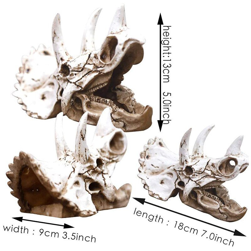 Reptiles Amphibians Habitat Hideaway Cave Aquarium Decorations Dinosaur Triceratops Imitation Skull Model|Decorations Animals & Pet Supplies > Pet Supplies > Small Animal Supplies > Small Animal Habitat Accessories KOL PET   