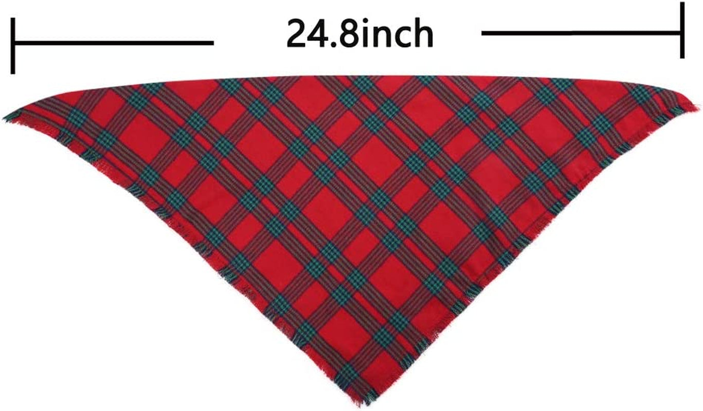 2 Pack Dog Bandana Christmas Plaid Reversible Triangle Bibs Scarf Accessories for Dogs Cats Pets Animals Animals & Pet Supplies > Pet Supplies > Dog Supplies > Dog Apparel KZHAREEN   