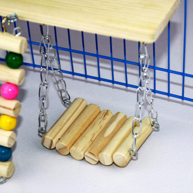 Walbest Parrot Toy Set,3Pcs/Set Wooden Springboard Ladder Swing Stand Toy Parrots Birds Cage Accessory Animals & Pet Supplies > Pet Supplies > Bird Supplies > Bird Cage Accessories Walbest   