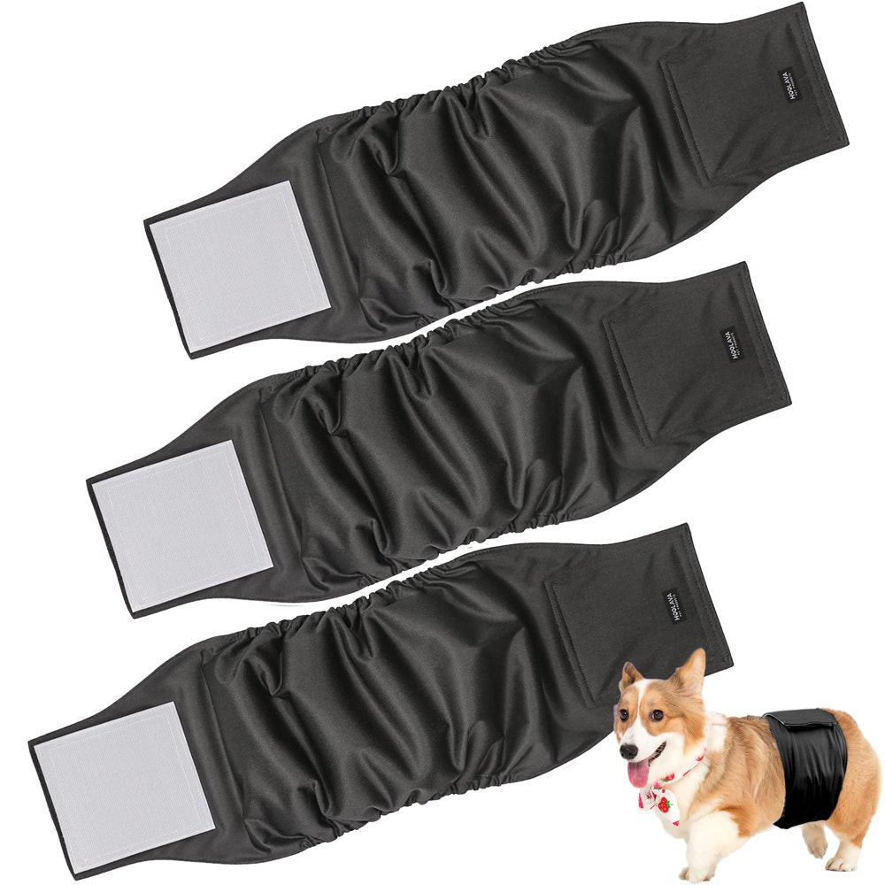 Hoolava Dog Diapers Male Puppies Belly Bands Reusable Wraps M Animals & Pet Supplies > Pet Supplies > Dog Supplies > Dog Diaper Pads & Liners CALHNNA M (15-17") Black 