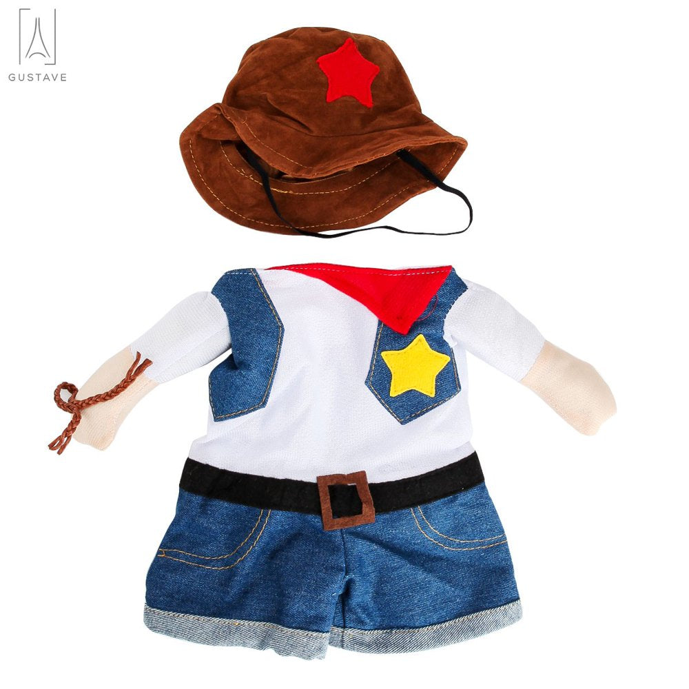 Gustavedesign Halloween Dog Cat Clothes, Funny Cowboy Jacket Suit for Small Dogs & Cats Dressing up Clothes Christmas Halloween Party Apparel "West Cowboy Uniform, L Size" Animals & Pet Supplies > Pet Supplies > Cat Supplies > Cat Apparel GustaveDesign   