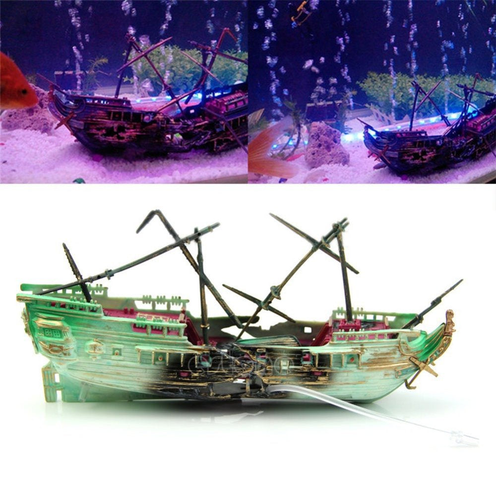 TANGNADE Aquarium Large Broken Boat Shape Fish Tank Separated Sunk Shipwreck Wreck Decor Animals & Pet Supplies > Pet Supplies > Fish Supplies > Aquarium Decor TANGNADE   