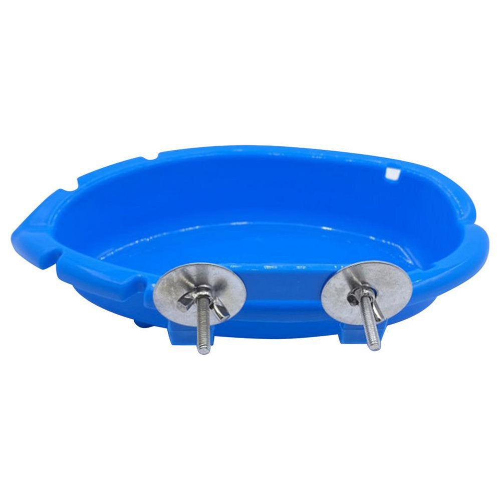 CABINHOME Bird Bath Basin with Mirror, Hanging Bird Bath Bath, Pets Small Birds Parrot Bird Cage Accessories, Parakeet Cockatiel Food Feeder Tray (Blue) Animals & Pet Supplies > Pet Supplies > Bird Supplies > Bird Cage Accessories CABINHOME   