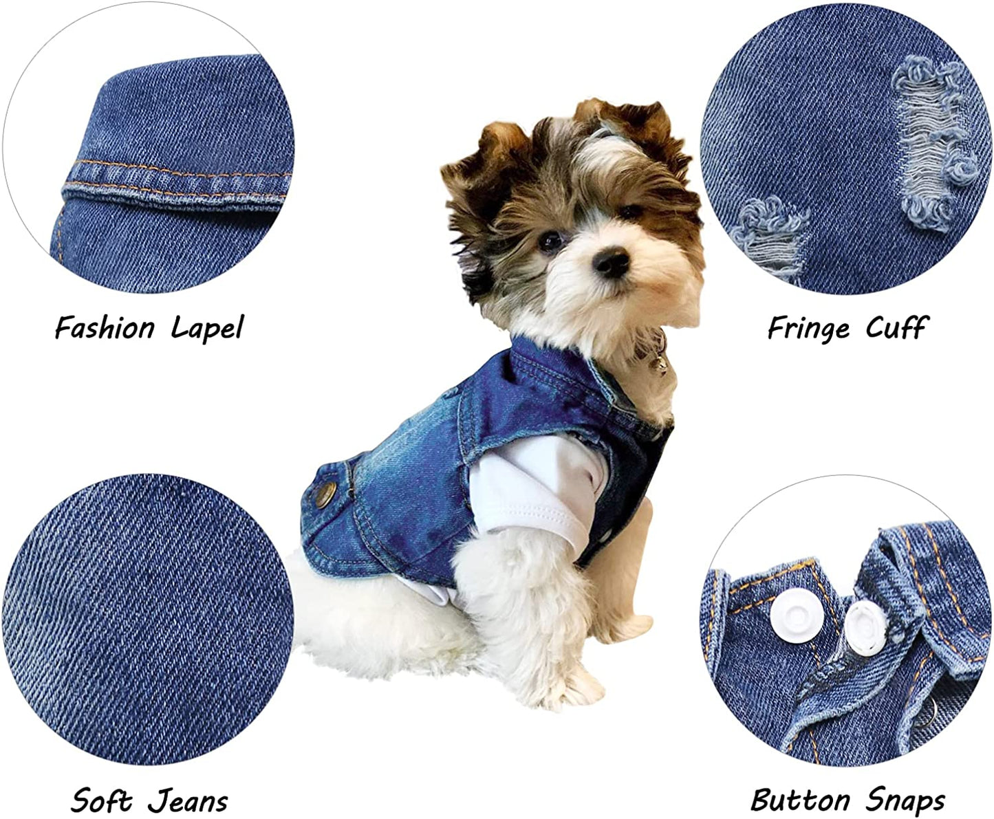 ARTWIND Pet Clothes Dog Jeans Jacket Cool Blue Denim Coat Small Medium Dogs Lapel Vests Classic Hoodies Puppy Blue Vintage Washed Clothes Animals & Pet Supplies > Pet Supplies > Dog Supplies > Dog Apparel ARTWIND   