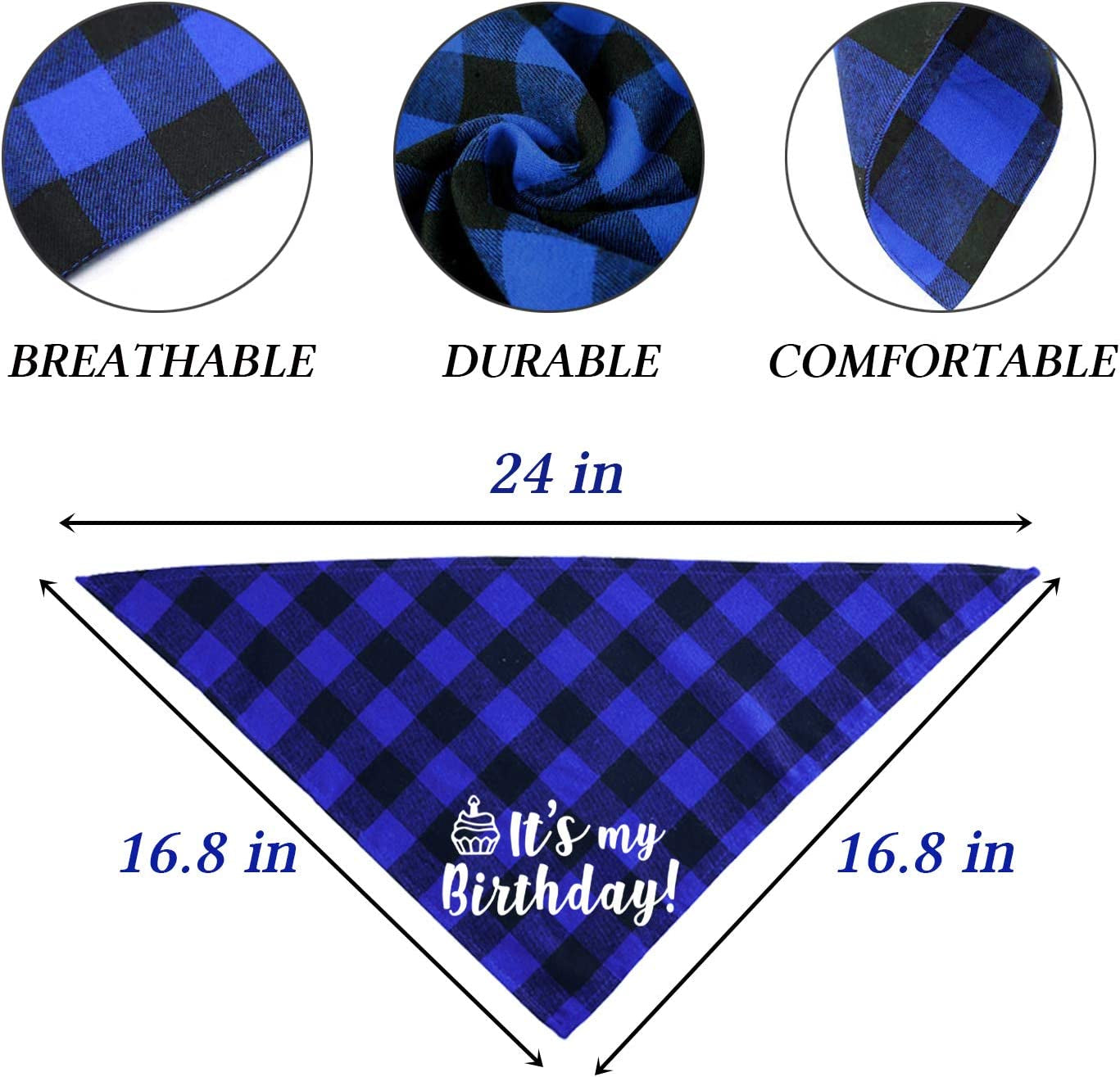 STMK Dog Birthday Bandana, It’S My Birthday Plaid Dog Puppy Birthday Bandana Triangle Scarf for Dog Puppy Birthday Party Supplies (Blue) Animals & Pet Supplies > Pet Supplies > Dog Supplies > Dog Apparel STMK   