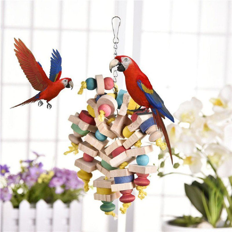 Ardorlove Colorful Wood Parrot Toys Pet Bird Chew Toy Funny Swing Toys Hanging Ladder Climbing Toys for Bird Pet Bird Parrot Supplies