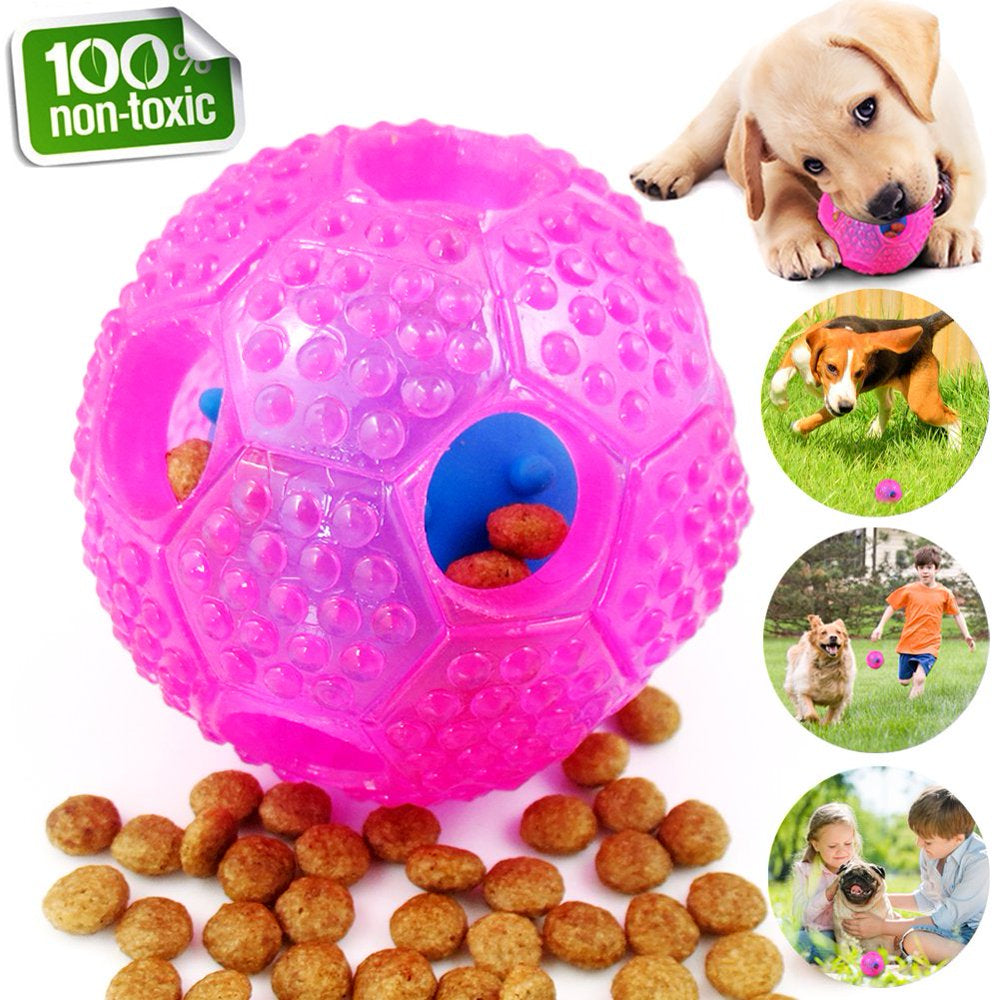 Interactive Dog Toy - IQ Treat Ball Food Dispensing Toys for Small Medium Large Dogs Durable Chew Ball - Nontoxic Rubber and Bouncy Dog Ball - Cleans Teeth
