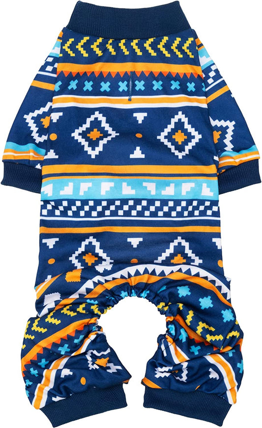 TAILGOO Light Breathable Dog Pajamas - Soft Apparel Jumpsuit, Fashionable Pet Clothes with Exquisite Geometric Patterns, Cute Puppy Pjs for Small or Kid Doggy (Medium, Blue) Animals & Pet Supplies > Pet Supplies > Dog Supplies > Dog Apparel TAILGOO   