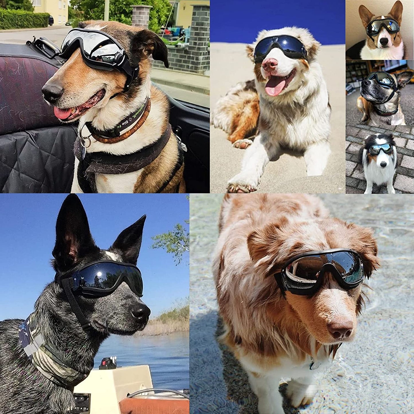 NMLC 2PCS Dog Sunglasses, Adjustable Soft Strap Dog Goggles, UV Protection, Wind and Snow Protection, Medium and Large Dogs Animals & Pet Supplies > Pet Supplies > Dog Supplies > Dog Apparel NMLC   