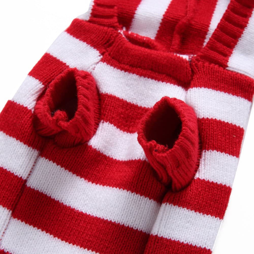 S-Lifeeling Red and White Striped Dog Sweater Holiday Halloween Christmas Pet Clothes Soft Comfortable Dog Clothes Animals & Pet Supplies > Pet Supplies > Dog Supplies > Dog Apparel PL   