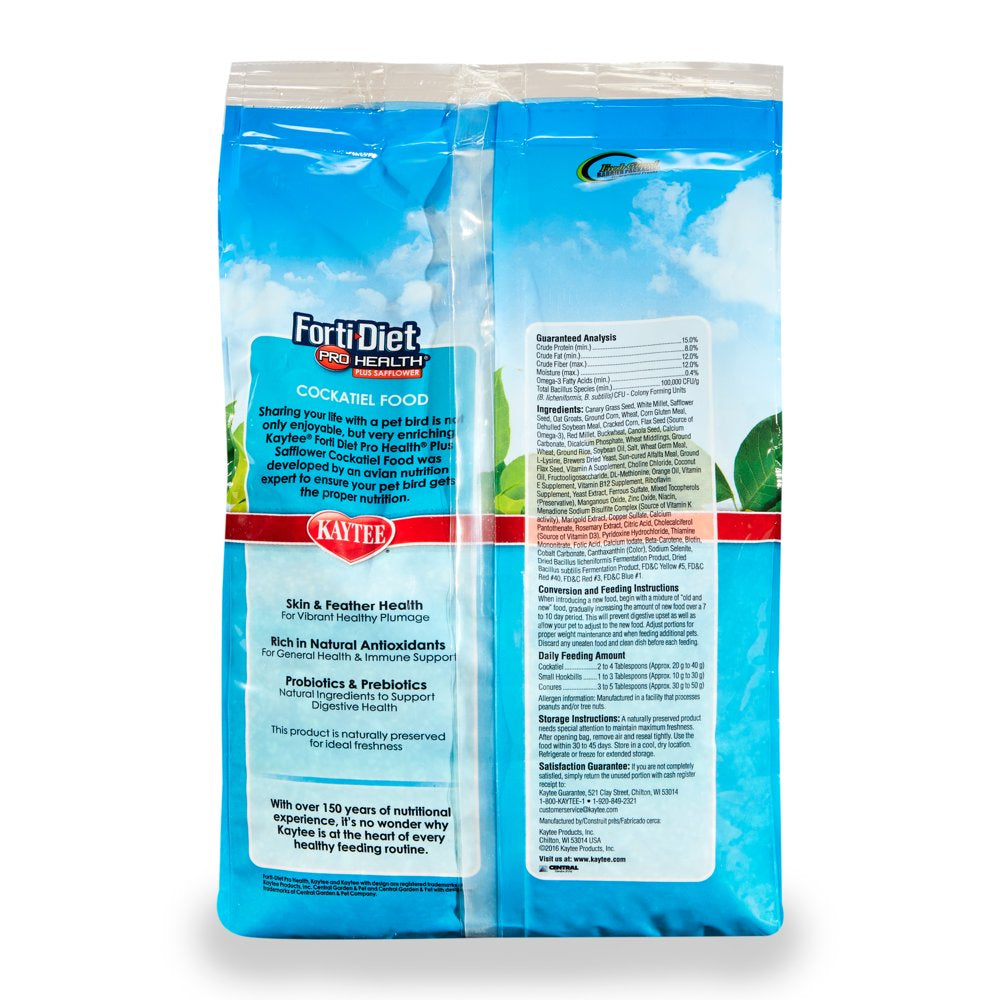 Kaytee Forti-Diet Pro Health Cockatiel Food with Safflower 4Lb Animals & Pet Supplies > Pet Supplies > Bird Supplies > Bird Food Central Garden and Pet   