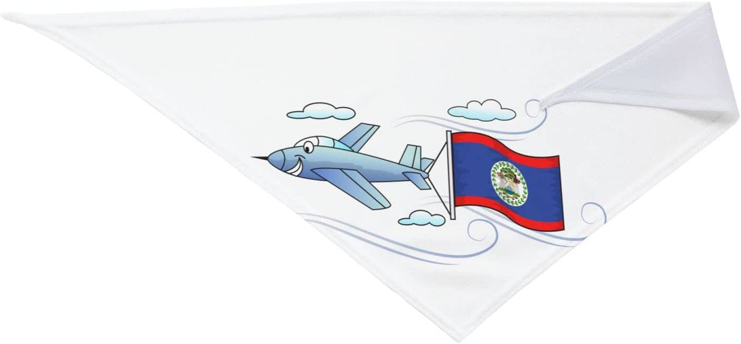 Airplane with Flag Belize Pet Dog and Cat Decorative Triangle Scarf,Dog Bandana,Breathable and Stain Resistant. Animals & Pet Supplies > Pet Supplies > Dog Supplies > Dog Apparel ZALTAS   