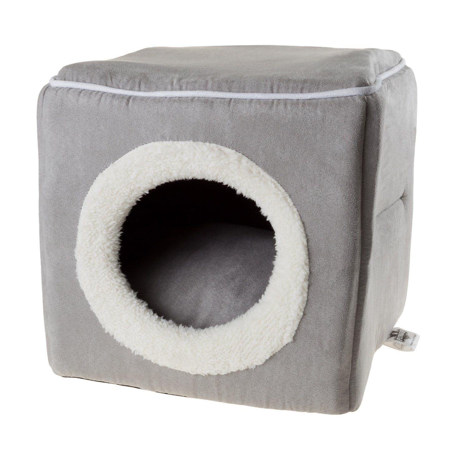 Petmaker Covered Cave Pet Cat Bed, Gray