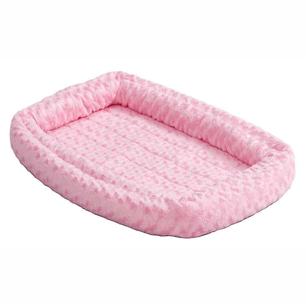 Quiettime Double Bolster Dog Bed & Crate Mat, Pink, 18" Animals & Pet Supplies > Pet Supplies > Cat Supplies > Cat Beds MidWest Home for Pets 18" Pink 