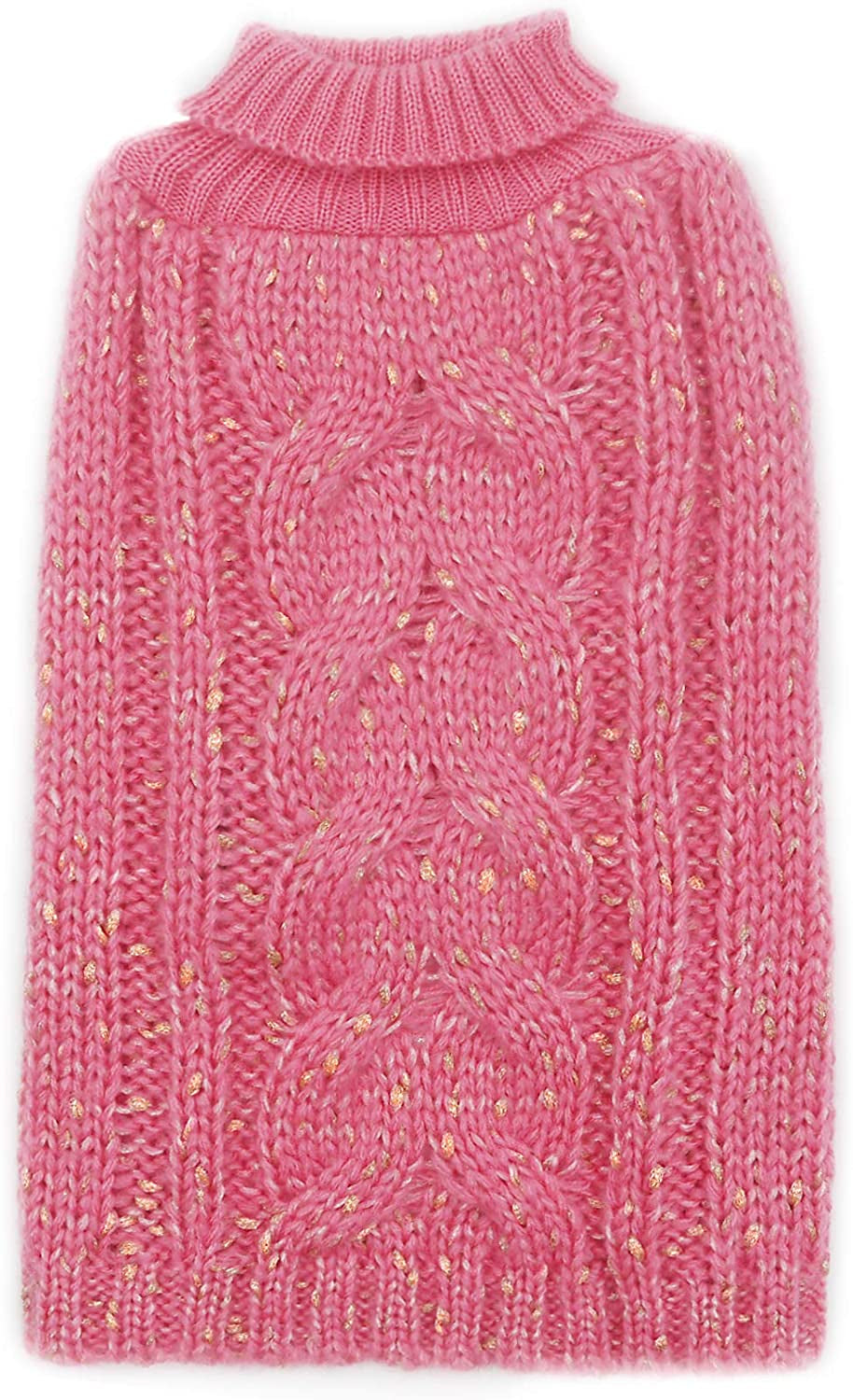 KYEESE Dog Sweaters Turtleneck Beige Small Dog Sweater Knitwear Pullover Warm Pet Sweater with Golden Yarn Decors Animals & Pet Supplies > Pet Supplies > Dog Supplies > Dog Apparel kyeese Pink X-Large 