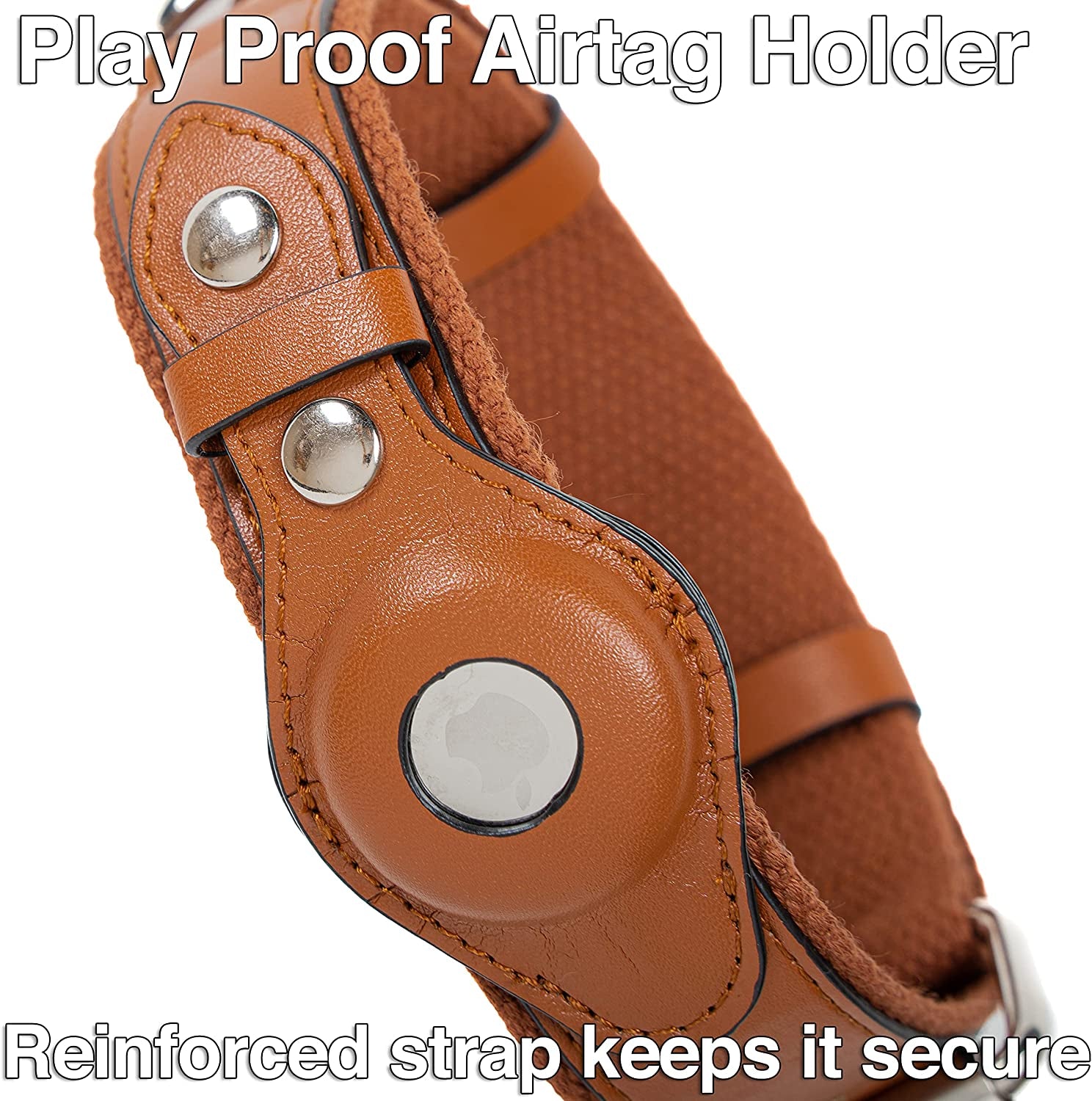 Safe Paws Airtag Dog Collar Holder - Our Adjustable Air Tag Dog Collar Holder Fits Small Medium and Large Dogs - Use Our Elegant PU Leather Dog Airtag Collar to Quickly Locate Your Dog