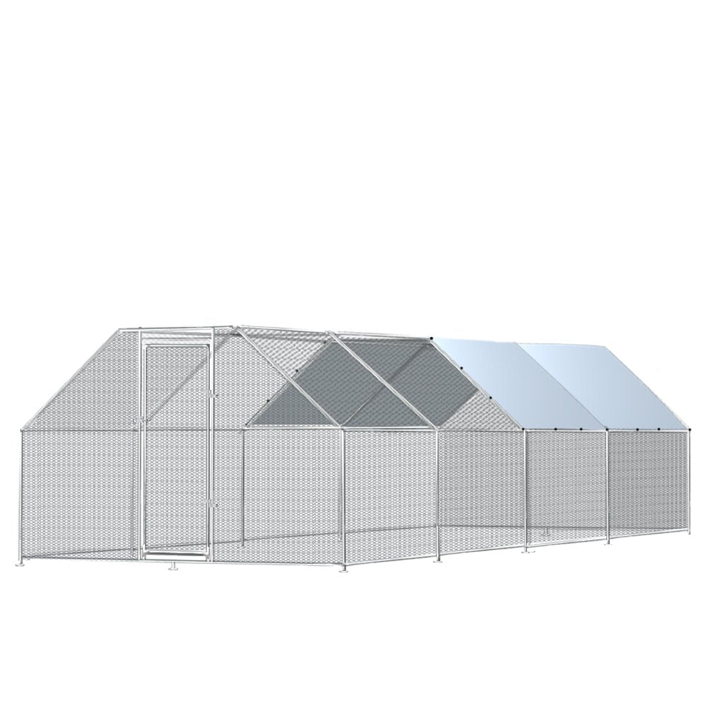 Aukfa Chicken Coop- 25 FT Large Outdoor Chicken Run- Heavy Duty Metal Frame- Flat Roofed Animals & Pet Supplies > Pet Supplies > Dog Supplies > Dog Kennels & Runs AUKFA   