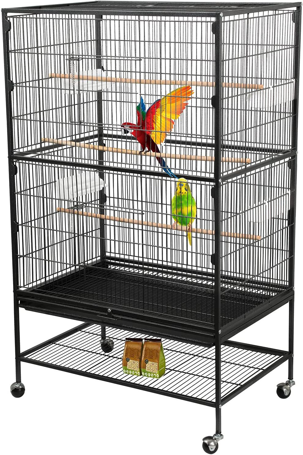 ENKERN Standing Wrought Iron Large Bird Cage for Parrot Lovebirds Finch Canary ,With Rolling Stand Animals & Pet Supplies > Pet Supplies > Bird Supplies > Bird Cages & Stands ENKERN   